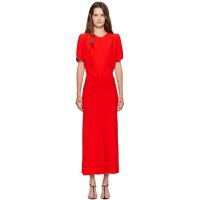 Victoria Beckham Red Gathered Waist Midi Dress 252784F054002