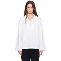 Victoria Beckham White Tab Detail Denim Blouse 252784F107001