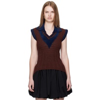 Kiko Kostadinov Navy & Brown Quimby Sleeveless Polo 252985F100000