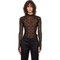 Marine Serre Black Moonogram Mesh Flock Second Skin Top 261020F099004