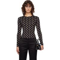 Marine Serre Black Recycled Moon Jersey Second Skin Crewneck T-shirt 261020F110004