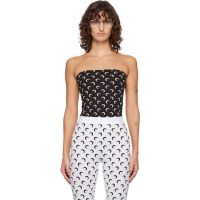 Marine Serre Black Recycled Moon Jersey Second Skin Tube Top 261020F111005