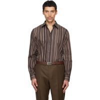 Paul Smith Brown Painted Signature Stripe Print Cotton Shirt 261260M192011