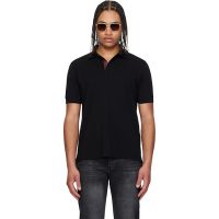 Paul Smith Black Cotton Artist Stripe Placket Polo Shirt 261260M212011