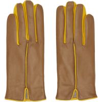 Handsome Stockholm Brown & Yellow Statement Gloves 261298M135011