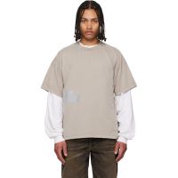 ALEXANDER DIGENOVA Taupe Taped Patch T-shirt 261339M213007