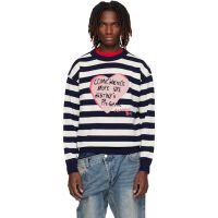 Andersson Bell Navy & White Heart Message Crew-Neck Sweater 261375M201006