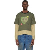 Andersson Bell Khaki Essential Heart Message Stripe Layered LS T-shirt 261375M213018