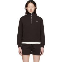 Maison Kitsune Brown Baby Fox Half Zip Sweatshirt 261389F099000