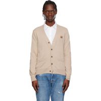 Maison Kitsune Beige Fox Head Merino Regular Cardigan 261389M200007