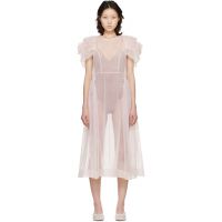 Simone Rocha Pink Rose Puff Sleeve Hip Midi Dress 261405F054004