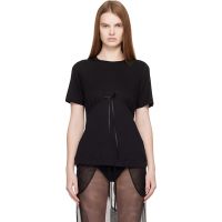 Simone Rocha Black Gathered Bust Bow T-shirt 261405F110006