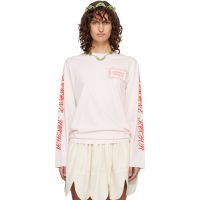 Simone Rocha Pink Pillowcase Logo Print Long Sleeve T-shirt 261405F110026