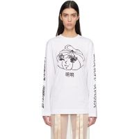 Simone Rocha White Dim Sum Logo Print Long Sleeve T-shirt 261405F110027
