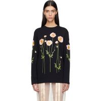 Simone Rocha Black Poppy Field Print Long Sleeve T-shirt 261405F110030