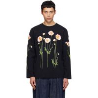 Simone Rocha Black Poppy Field Print Long Sleeve T-shirt 261405M213007