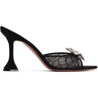 Amina Muaddi Black Rosie Lace Slipper 95 Heeled Sandals 261415F125001