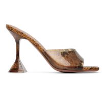 Amina Muaddi Brown Lupita Glass Slipper 95 Heeled Sandals 261415F125015