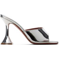 Amina Muaddi SSENSE Exclusive Silver Lupita Slipper 95 Heeled Sandals 261415F125040