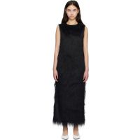 Loulou de Saison Black TIWA Fringed Maxi Dress 261473F055003