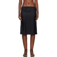 Loulou de Saison Black Vasali Silk Twill Midi Skirt 261473F092001
