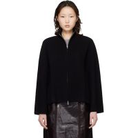 Loulou de Saison Black Gabi Zipped Cashmere Sweater 261473F095003