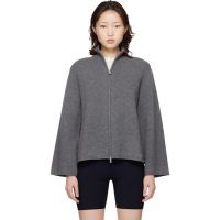 Loulou de Saison Gray Gabi Zipped Cashmere Sweater 261473F095004