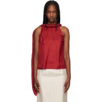 Loulou de Saison Orange Wilma Twisted Collar Blouse 261473F107000