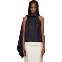 Loulou de Saison Black Wilma Twisted Collar Blouse 261473F107001