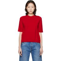 Loulou de Saison Red Dara Short-Sleeve Cashmere Sweater 261473F110007
