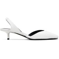 Loulou de Saison White Sully Ostrich-Effect Leather Slingback Heels 261473F122001