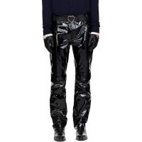 Ernest W. Baker Black Straight Fit Leather Trousers 261600M189001