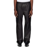Ernest W. Baker Black Elastic Waist Leather Pants 261600M189002