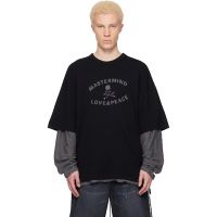 MASTERMIND WORLD Black Reversible Distressed T-shirt 261968M213000