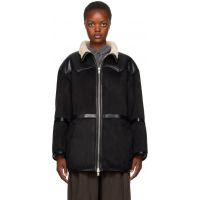 Stand Studio Black Rylee Faux-Shearling Jacket 232321F063027