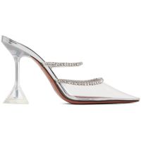 Amina Muaddi Silver Gilda Glass 95 Heels 232415F122030