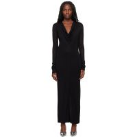 TOTEME Black Draped V-Neck Maxi Dress 242771F055022