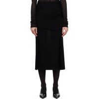 TOTEME Black Draped Fine Knit Midi Skirt 242771F092005