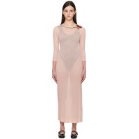 Simone Rocha Pink Fitted Ballet Mesh Column Maxi Dress 251405F054004