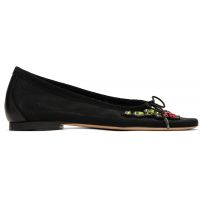 Simone Rocha Black Mesh Embellished Ballerina Flats 251405F118002