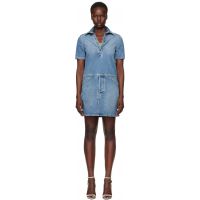 Moschino Blue Laurel Crown Emblem Denim Minidress 251720F052003
