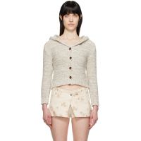 OPEN YY Beige Hooded Chunky Cardigan 251731F095001