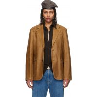 OUR LEGACY Tan Opening Leather Blazer 251803M195005