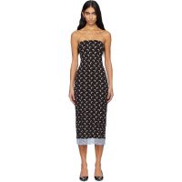 Marine Serre Black Recycled Moon Jersey Bustier Midi Dress 252020F054010