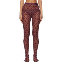 Marine Serre Burgundy Moonogram Mesh Flock Tights 252020F076006