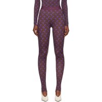 Marine Serre Brown & Purple Recycled Moon Jersey Stirrup Leggings 252020F085014