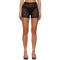 Marine Serre Black Recycled Mesh Flock Shorts 252020F088005