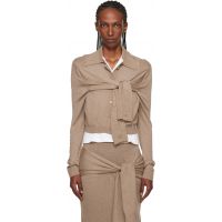 Marine Serre Beige Hybrid Knit Wrapped Cardigan 252020F095002