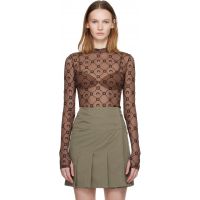 Marine Serre SSENSE Exclusive Brown Moonogram Flock LS Highneck Top 252020F099006