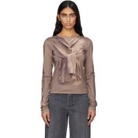 Marine Serre Beige Trompe-LOeil Knit Jersey LS T-shirt 252020F110026